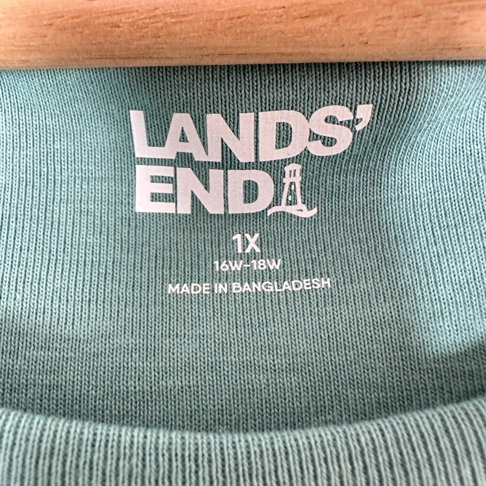 Lands' End Women's 1X T-Shirt Teal Short Sleeve Cotton Crew Neck NEW - Picture 6 of 9